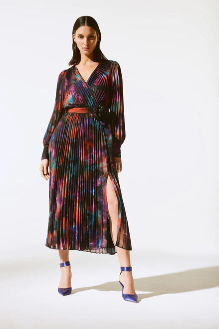 Floral Chiffon Dress with Detachable Waist Tie