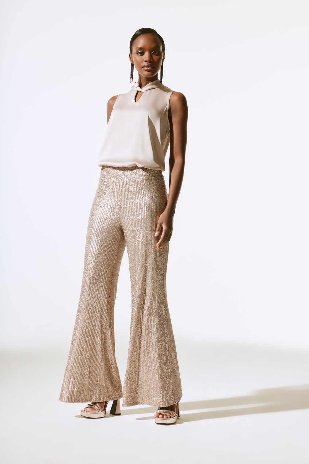 Sequin Flare Leg Trousers 4