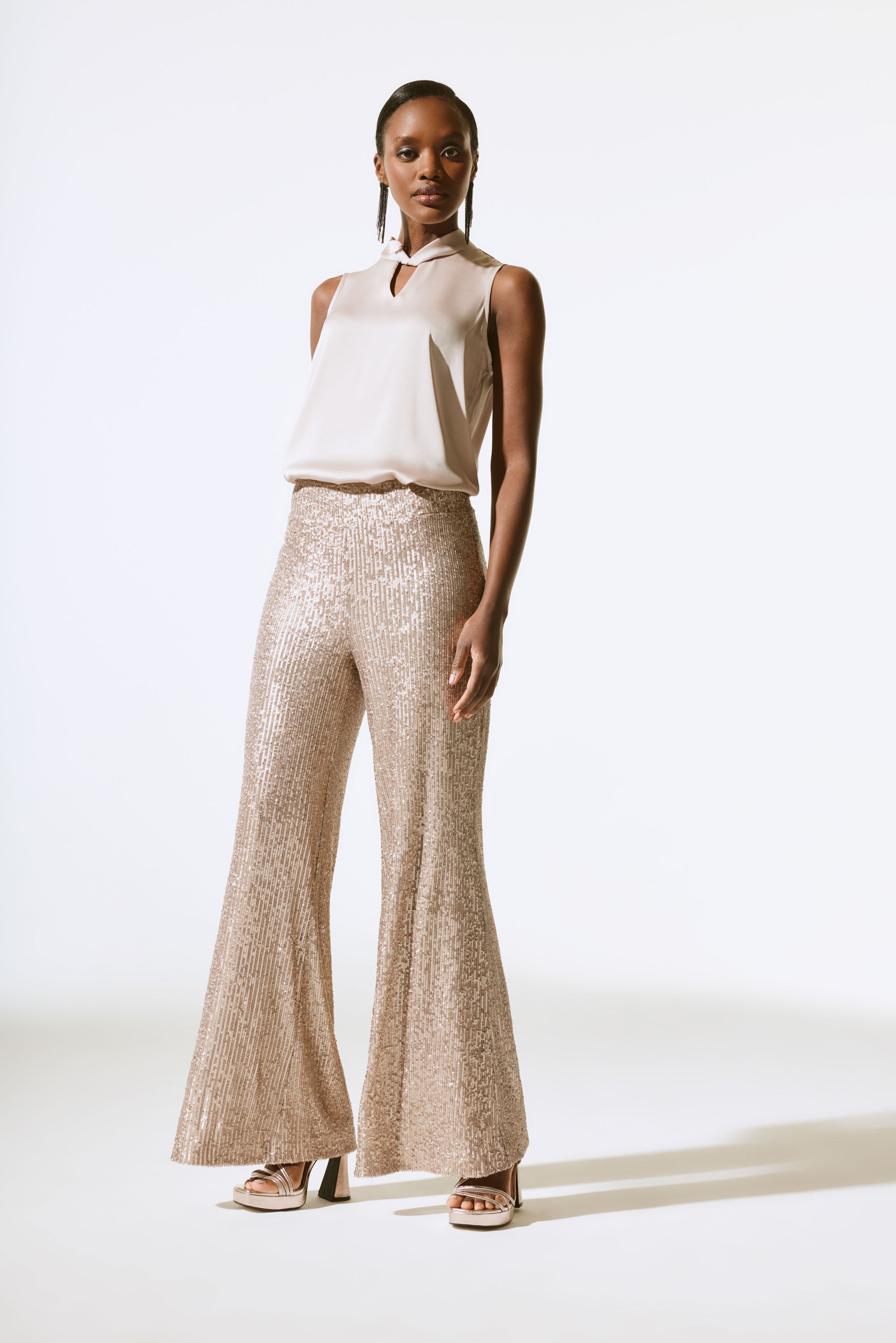 Sequin Flare Leg Trousers