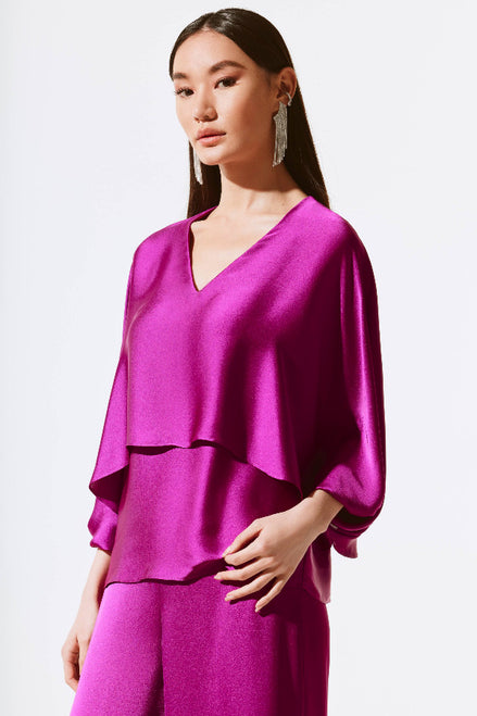 Satin V-Neck Layered Top