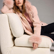 Chic Sweater Coat with Faux Fur 605