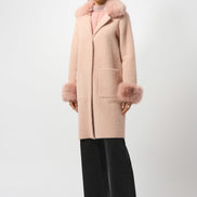 Chic Sweater Coat with Faux Fur 605
