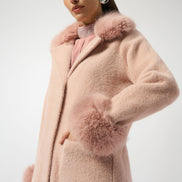 Chic Sweater Coat with Faux Fur 605