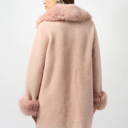 Chic Sweater Coat with Faux Fur 605