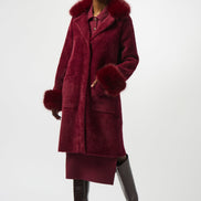 Chic Sweater Coat with Faux Fur 605