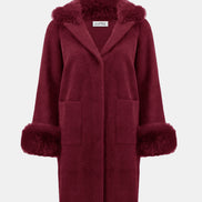 Chic Sweater Coat with Faux Fur 605