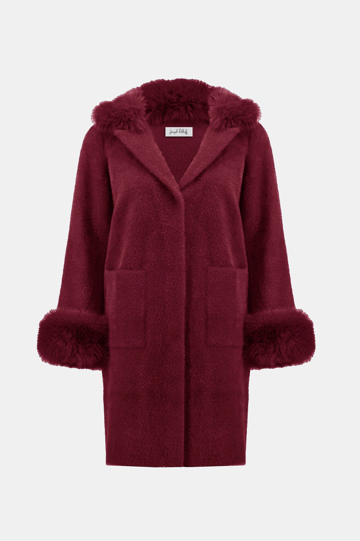 Chic Sweater Coat with Faux Fur 605
