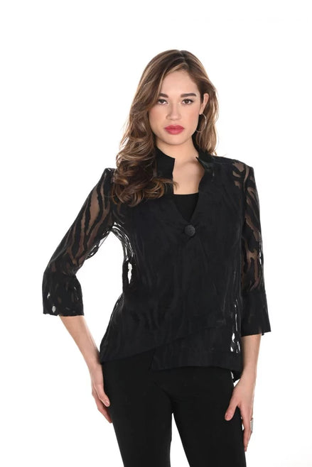 Organza Swing Jacket with Abstract Print