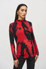 Abstract Print Mock Neck Long Sleeved Top