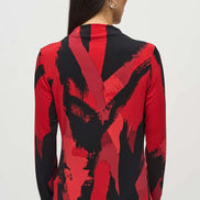 Abstract Print Mock Neck Long Sleeved Top 837