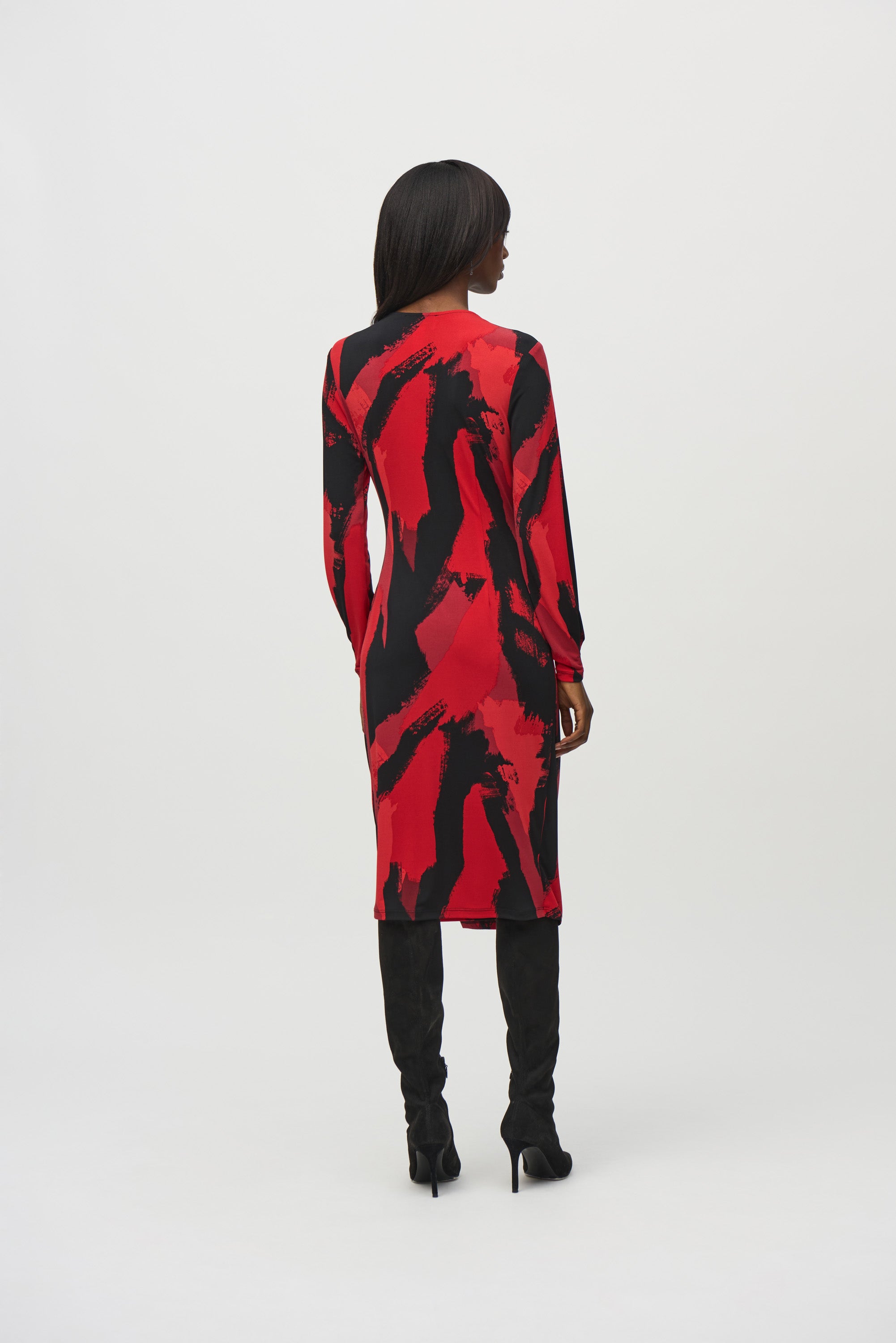 Abstract Print Faux Wrap Sheath Dress