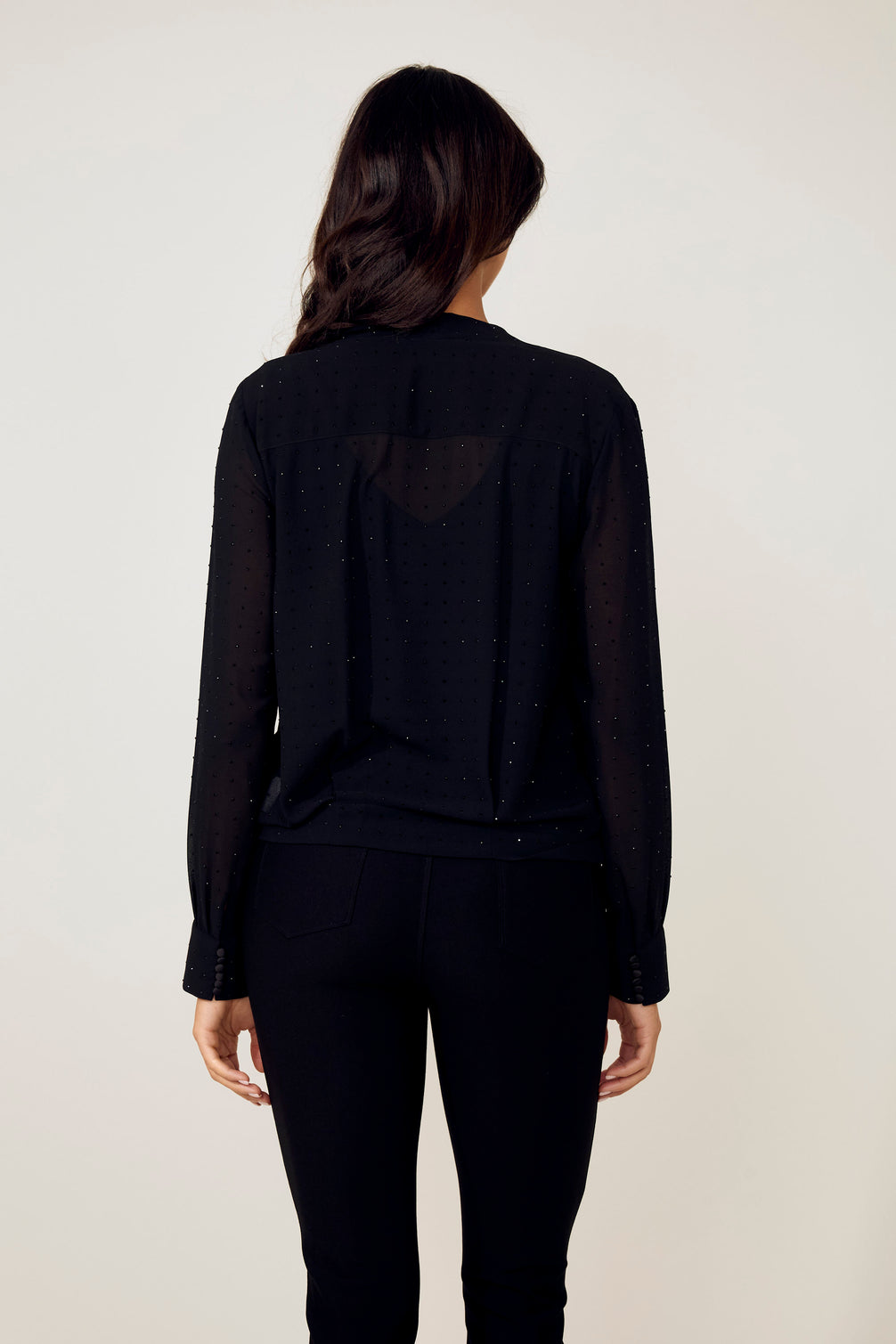 Long Sleeved Embellished Wrap Blouse 934