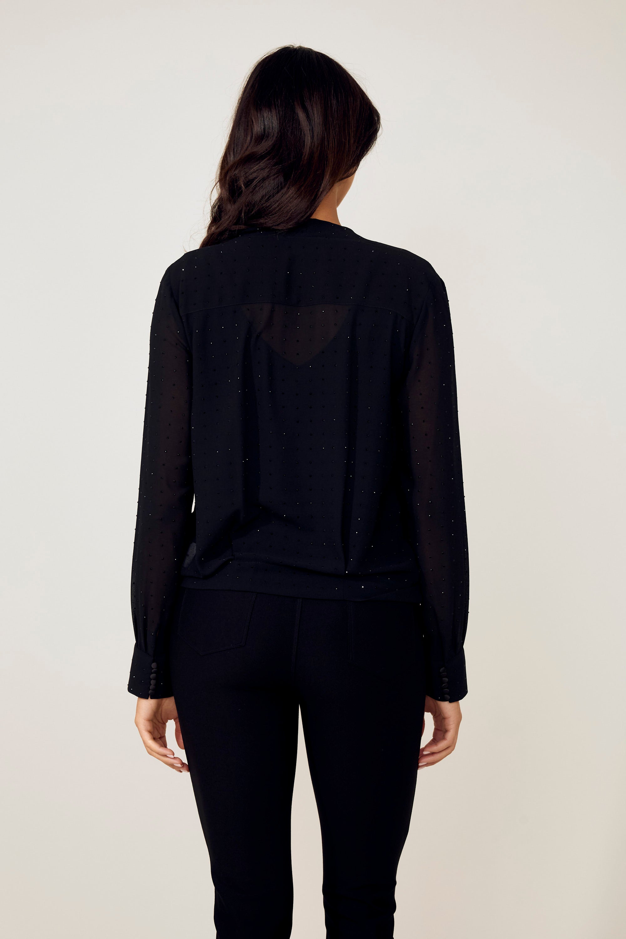 Long Sleeved Embellished Wrap Blouse 934