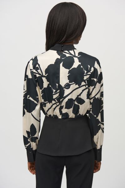 Satin and Georgette Floral Top 936