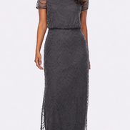 Beaded Stretch Tulle Blouson Dress 400