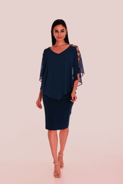 Ladder Sleeve Dress With Rhinestone Trim