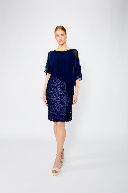 Cape Overlay and Floral Lace Dress