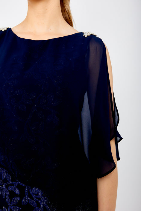 Cape Overlay and Floral Lace Dress