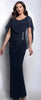 Elegant Cape Gown with Diamante Waist Detail