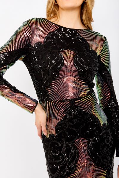 Striking Sequin Midi Length Cocktail Dress