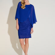 Knee-length Bodycon dress with Draped 3/4 Sleeves 619