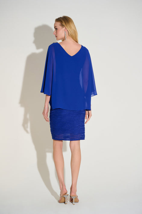 Knee-length Bodycon dress with Draped 3/4 Sleeves