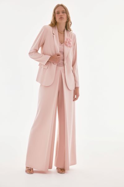 Woven Crepe Blazer with Sequin Flower
