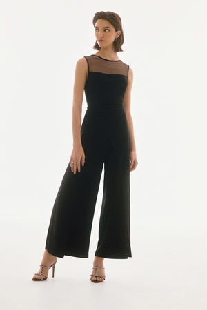 Silky Knit Culotte Jumpsuit with Wrap Detailing