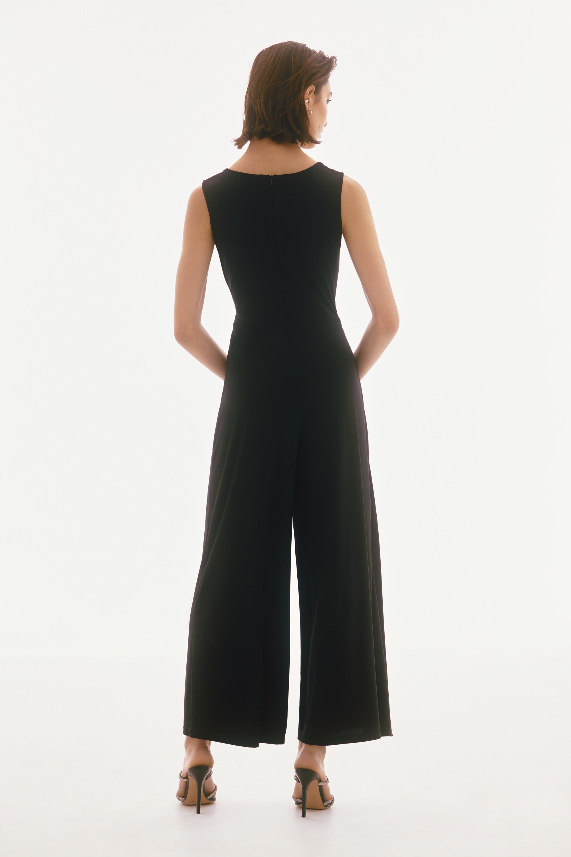 Silky Knit Culotte Jumpsuit with Wrap Detailing 610