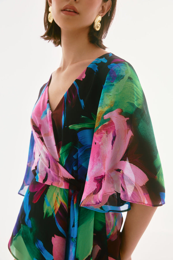 Floral Chiffon Peplum Top 932