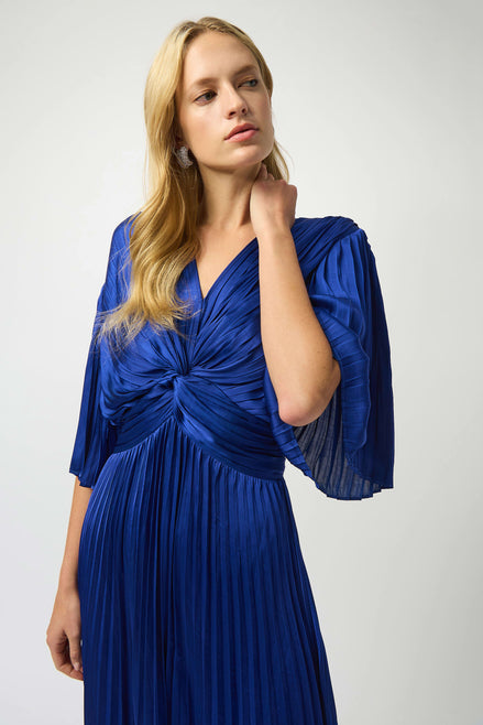 Pleated Satin Midi Dress
