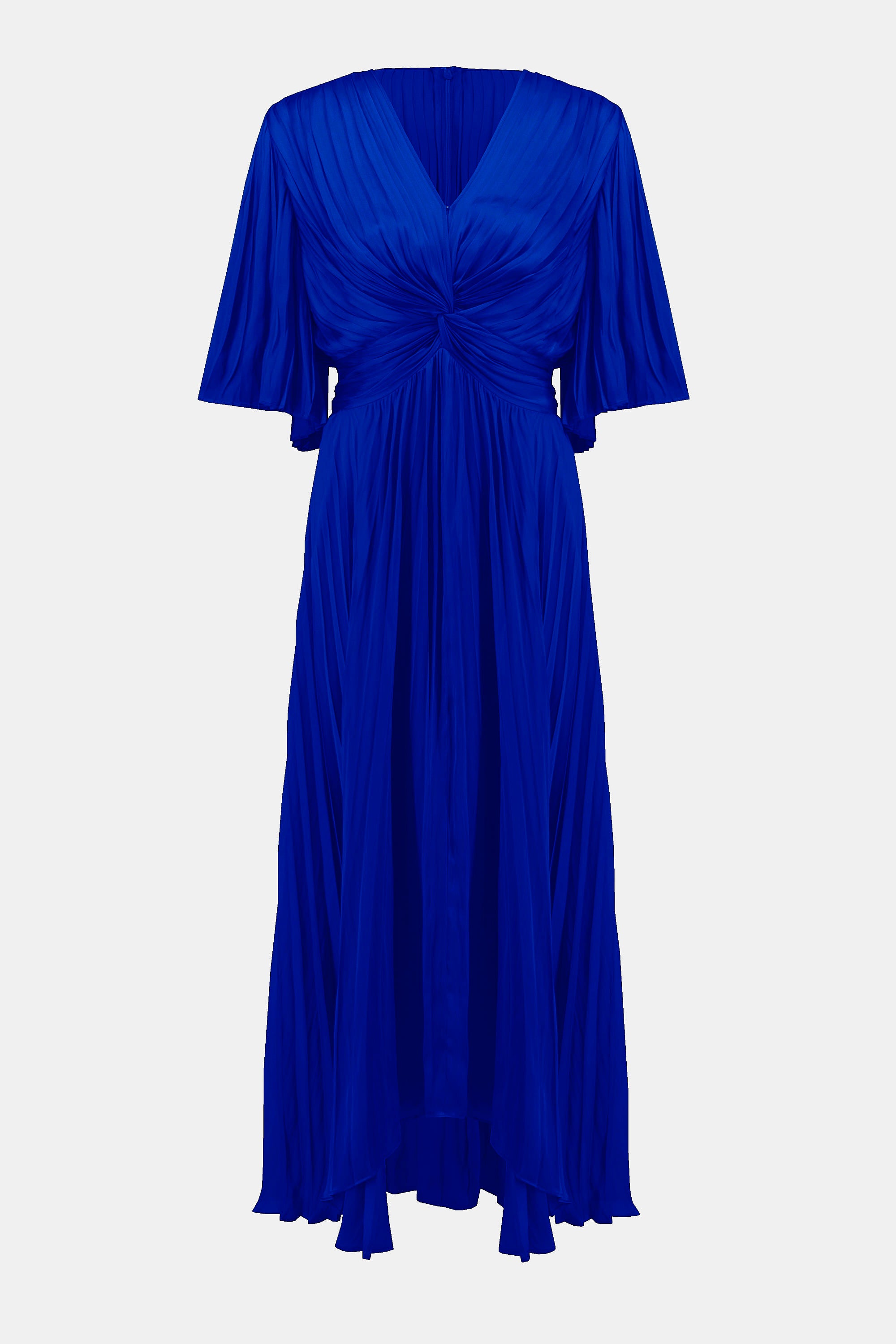 Pleated Satin Midi Dress