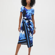 Abstract Tropical Print Wrap Dress 1600
