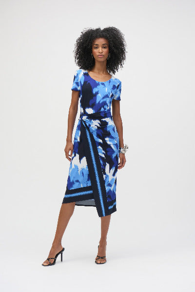 Abstract Tropical Print Wrap Dress