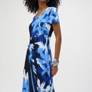 Abstract Tropical Print Wrap Dress 1600