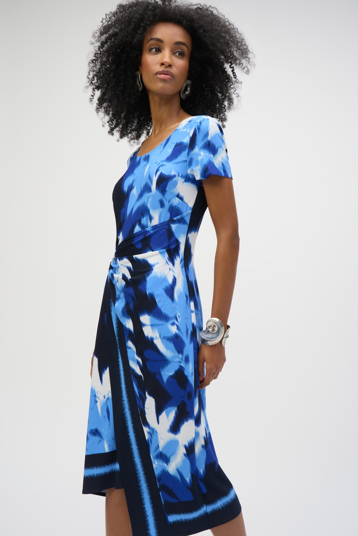 Abstract Tropical Print Wrap Dress 1600