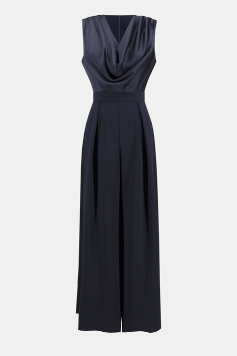 Satin and Crepe Wide Leg Jumpsuit