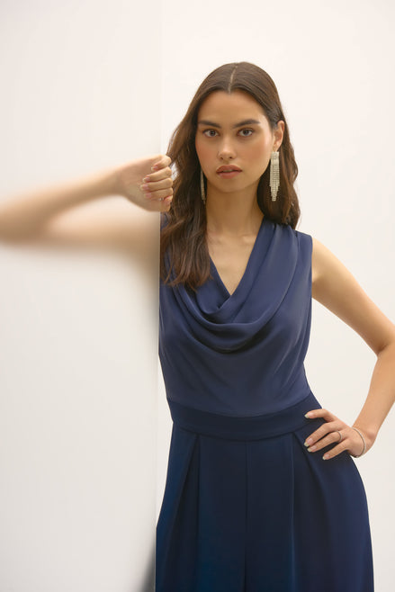 Satin and Crepe Wide Leg Jumpsuit