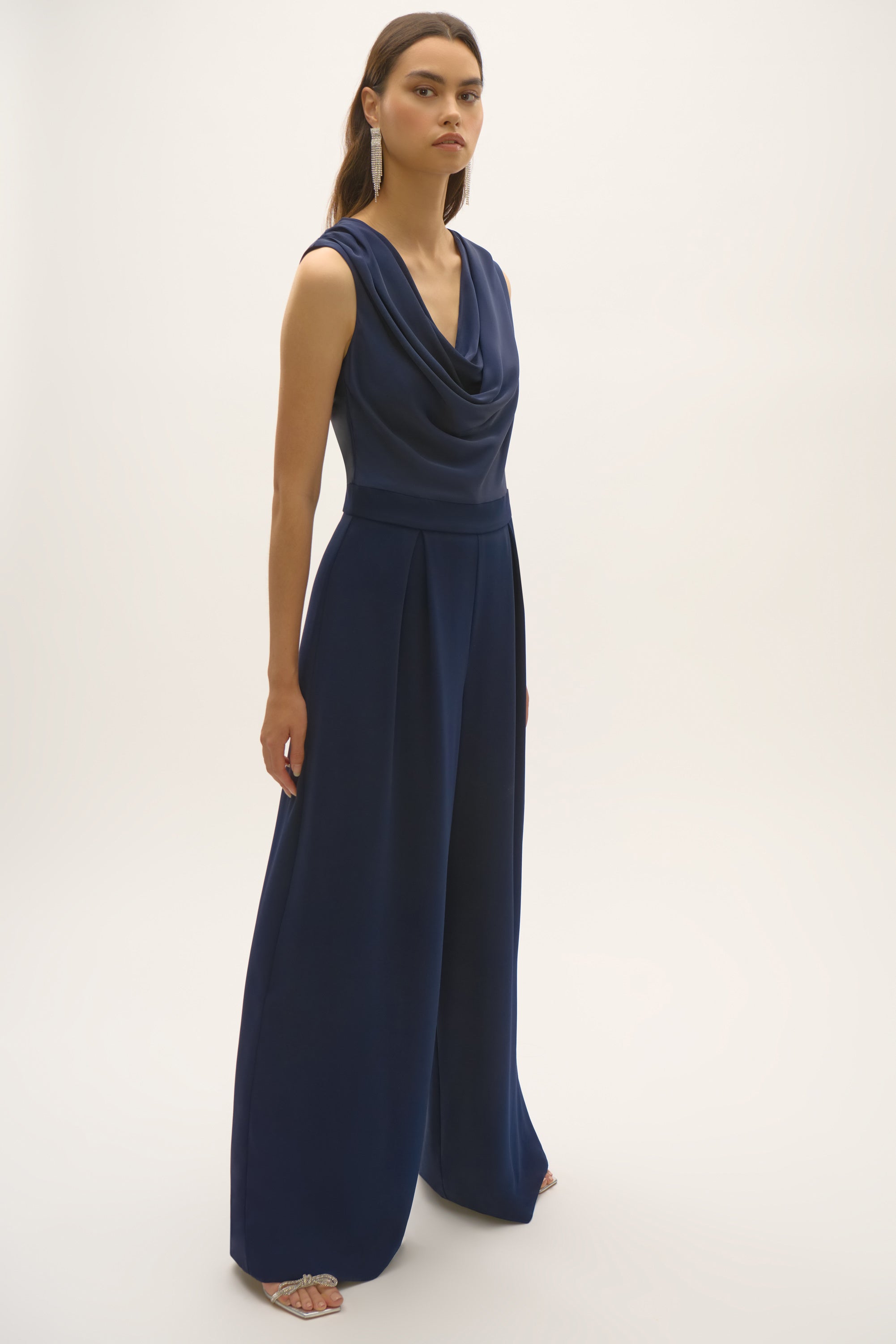 Satin and Crepe Wide Leg Jumpsuit