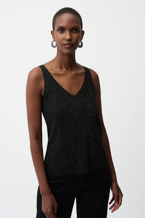 Metallic Knitted Camisole with Rhinestones 755