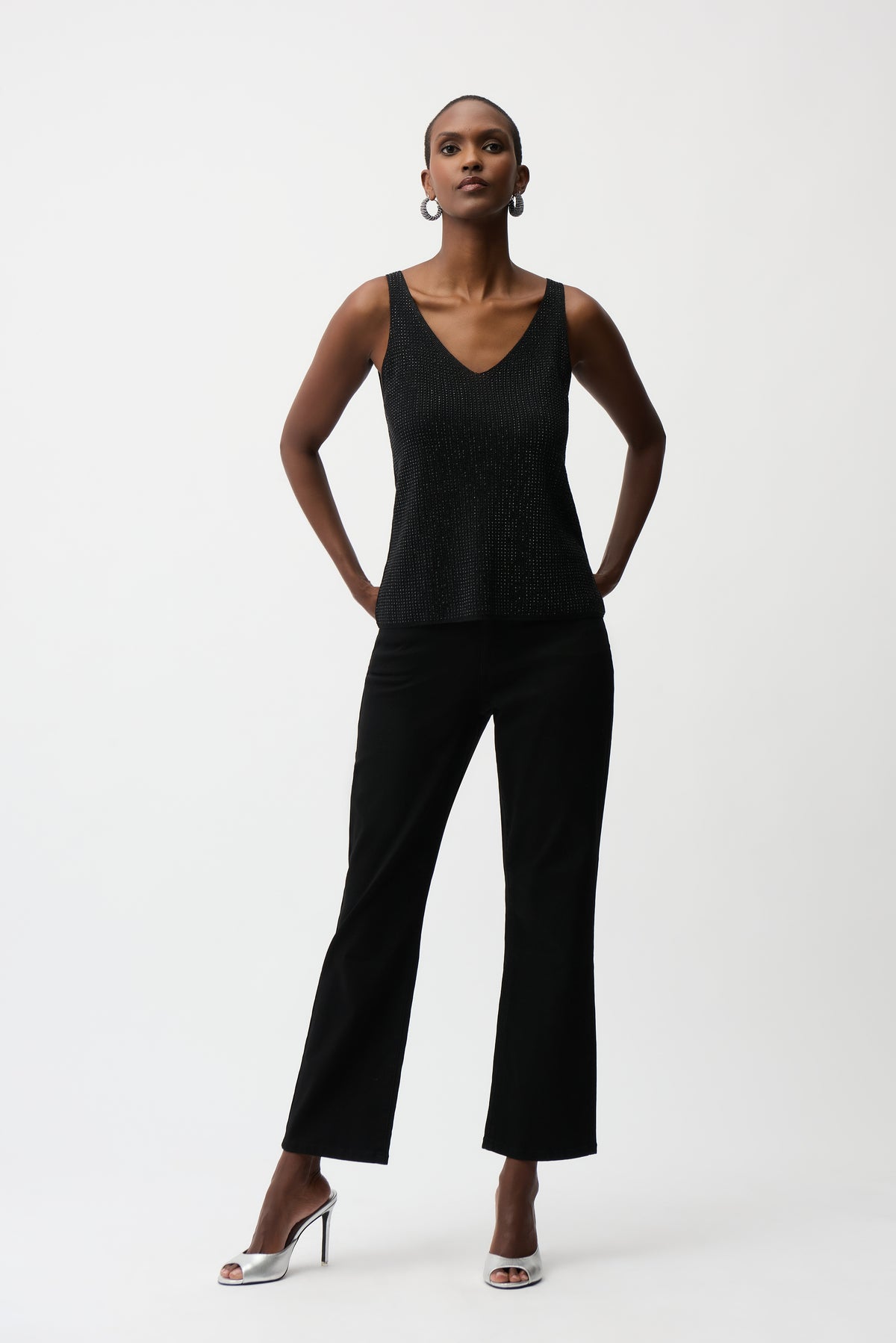 Metallic Knitted Camisole with Rhinestones 755
