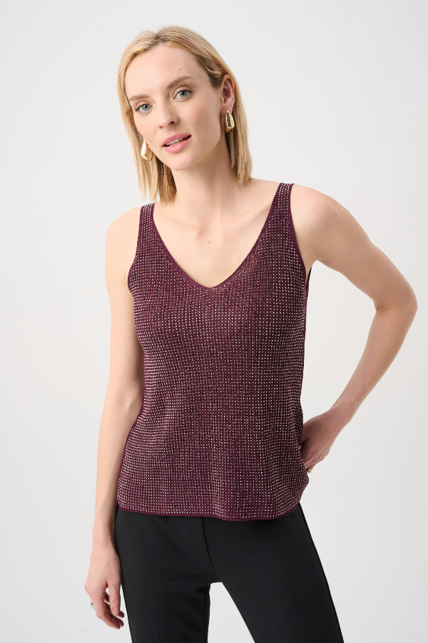 Metallic Knitted Camisole with Rhinestones 755