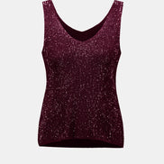 Metallic Knitted Camisole with Rhinestones 755