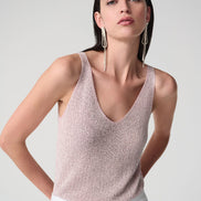 Metallic Knitted Camisole with Rhinestones 755
