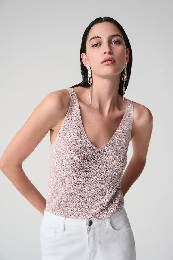 Metallic Knitted Camisole with Rhinestones 755