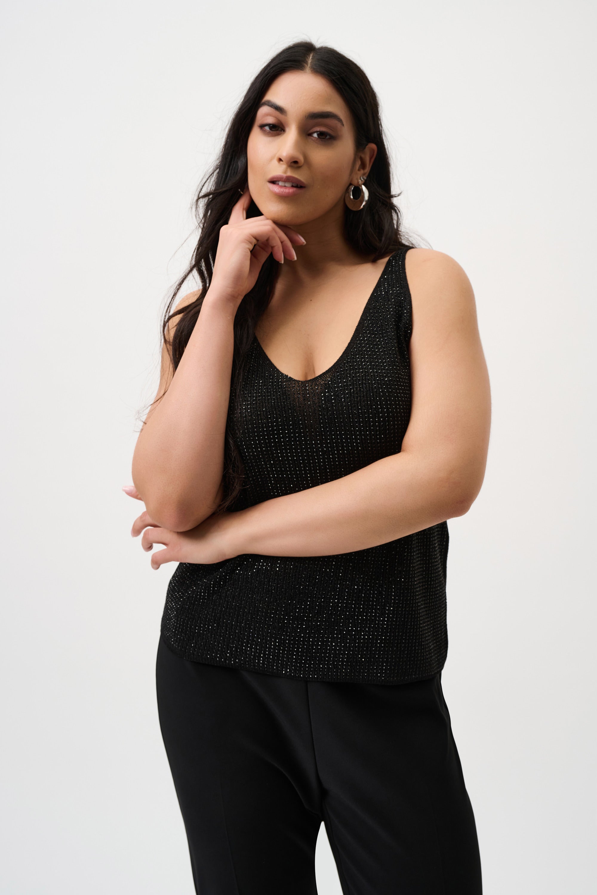 Metallic Knitted Camisole with Rhinestones 755