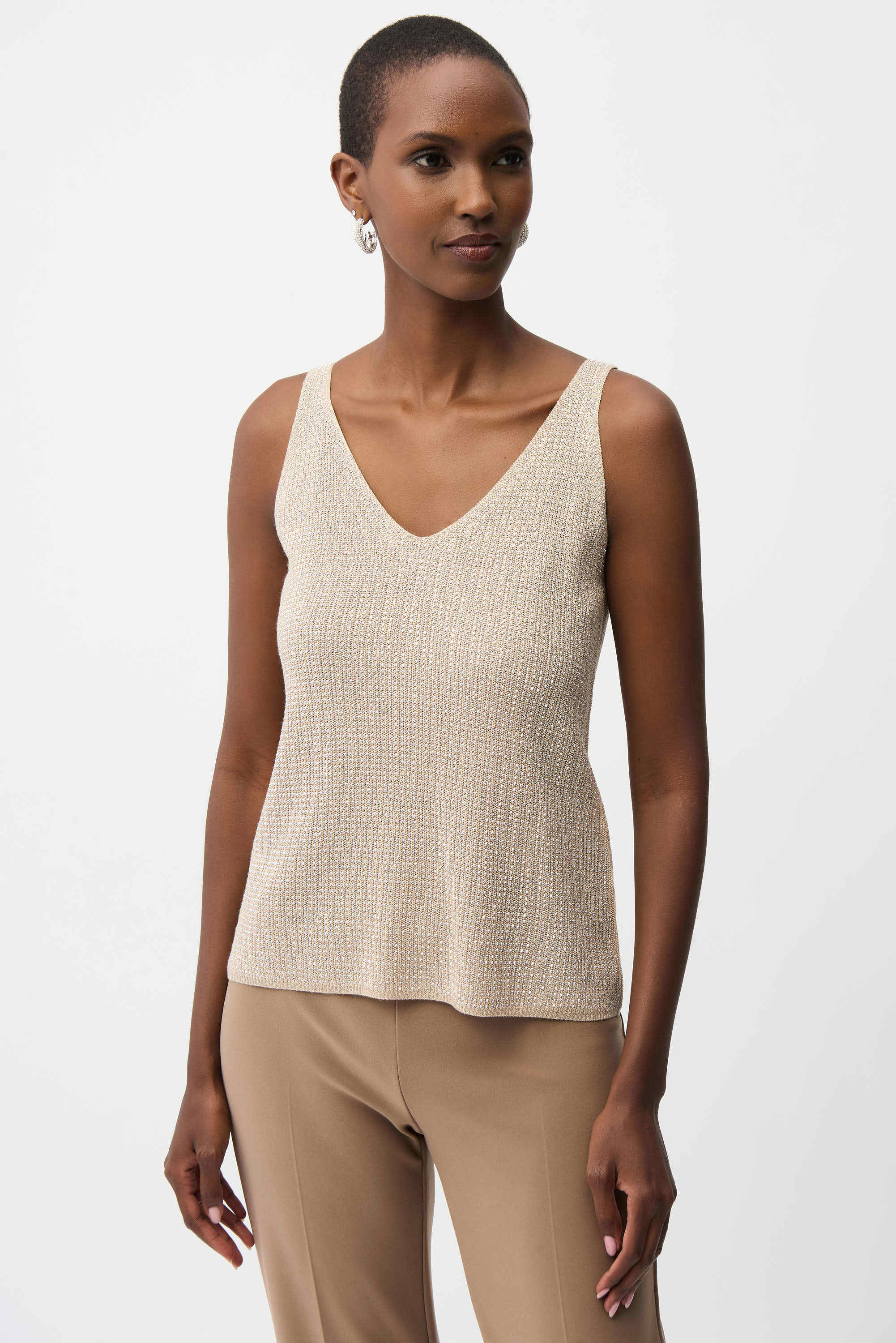 Metallic Knitted Camisole with Rhinestones 755