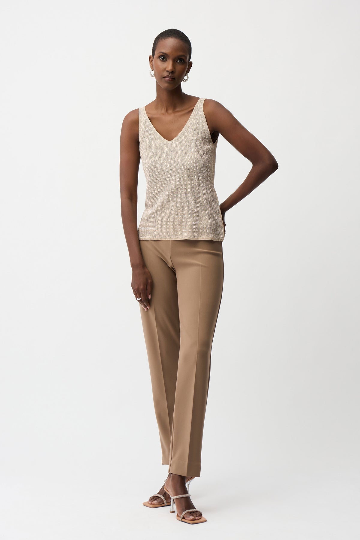Metallic Knitted Camisole with Rhinestones 755