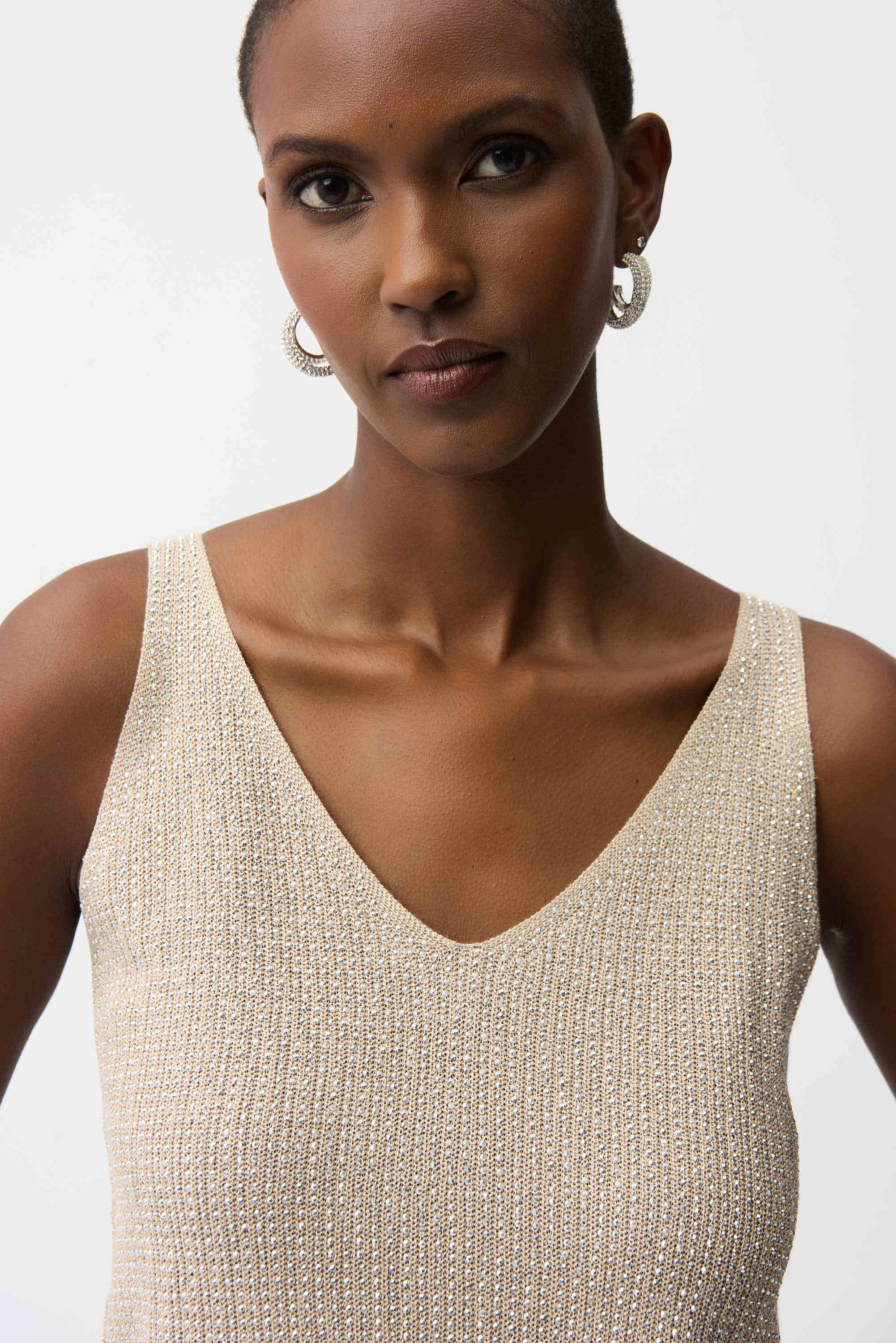 Metallic Knitted Camisole with Rhinestones 755