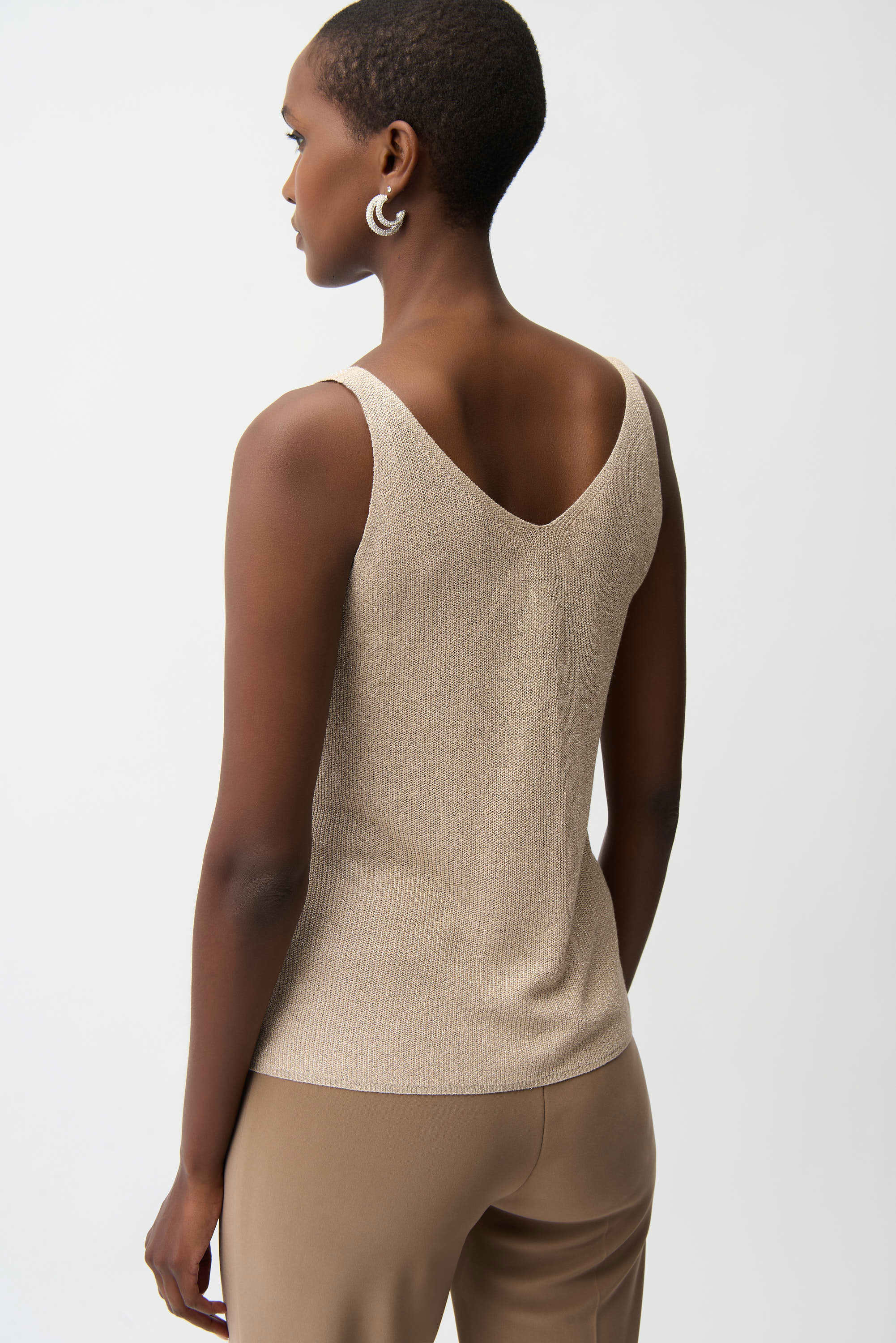 Metallic Knitted Camisole with Rhinestones 755